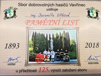 SDH Vavřinec slaví 125.výročí svého založení