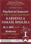 Pozvánka na Duchovní koncert k 100. výročí narození kardinála Tomáše Špidlíka 10. 2. 2019 v Boskovicích